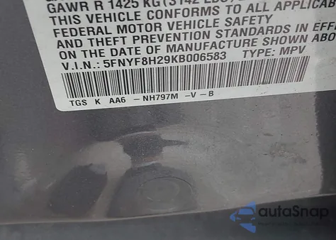 2019 Honda Passport Sport from USA, damaged, VIN 5FNYF8H29KB006583